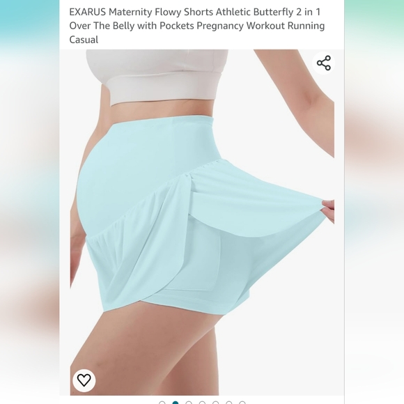 NWT EXARUS Maternity Flowy Shorts Athletic Butterfly 2 in 1 Size XXL - Picture 1 of 8